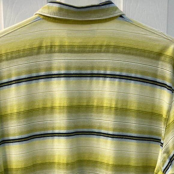 Tommy Bahama 18 Golf Yellow Striped Ghost Floral Polo Shirt Size XL - Picture 6 of 8